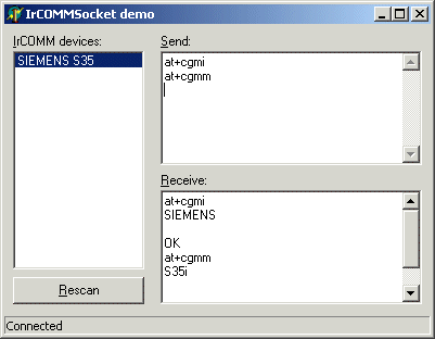 TWIrCOMMSocket demo application